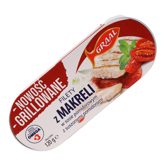 Graal Grilled Mackerel Fillets in Tomato Sauce w/ Dried Tomatoes, 4.23oz