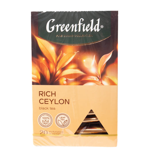 Greenfield Rich Ceylon Black Tea Pyramid Teabags, 20 Pyramid Tea Bags