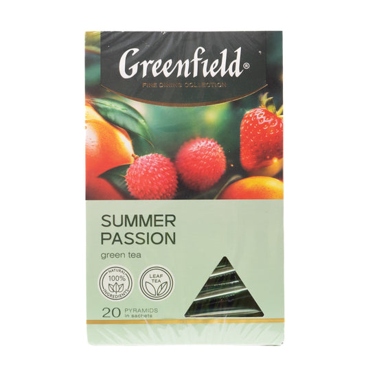Greenfield Summer Passion Green Tea, 20 Pyramid Tea Bags