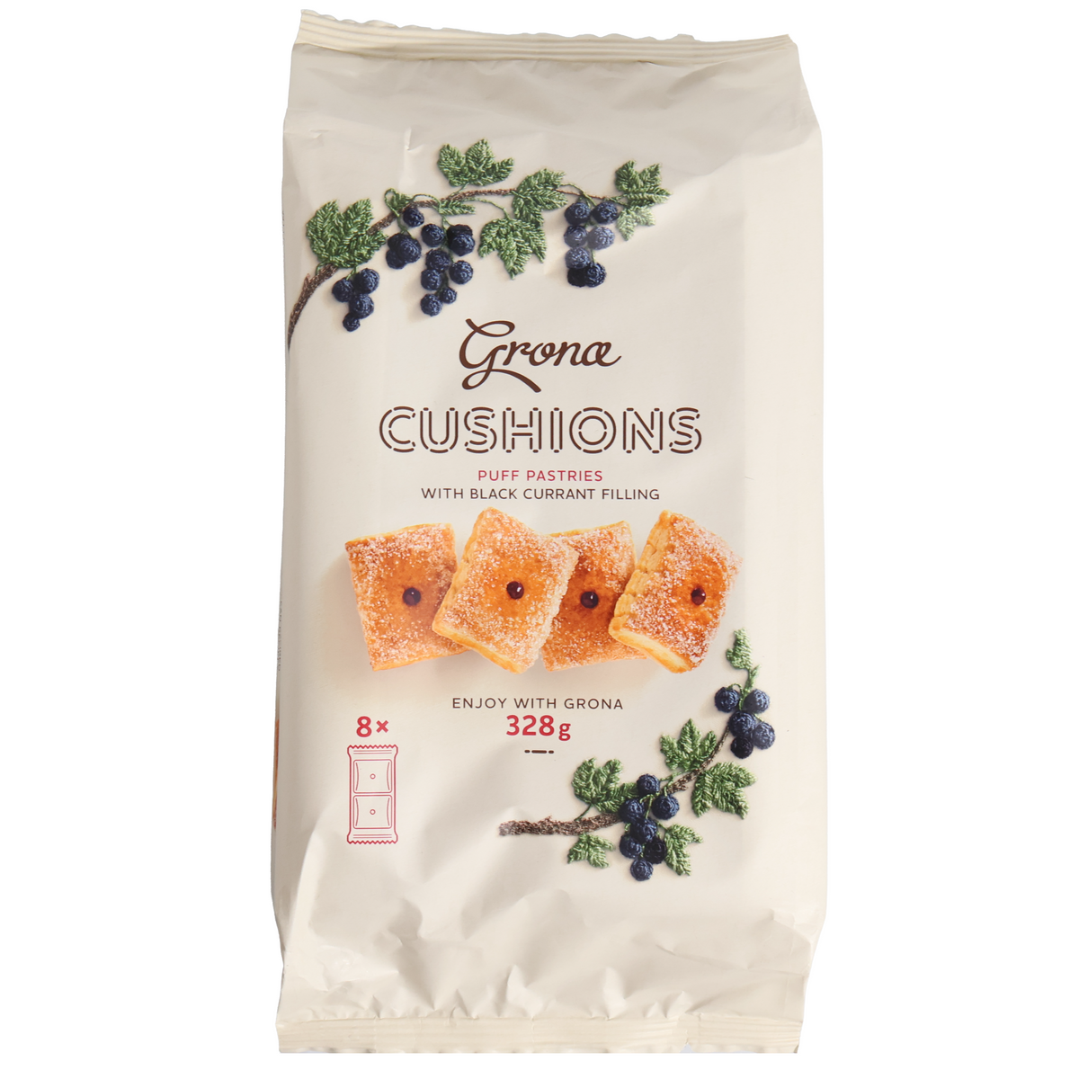 Grona Cushions Puff Pastries with Black Currant Filling, 11.57oz
