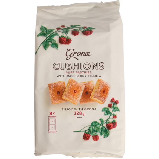 Grona Cushions Puff Pastries with Raspberry Filling, 11.57oz