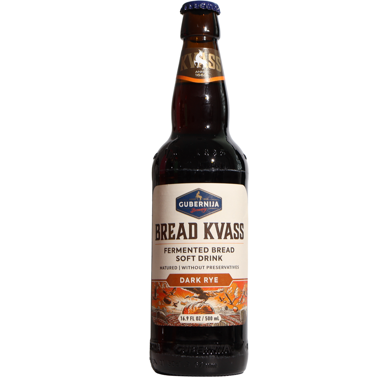 Gubernija Bread Kvass Dark Rye Fermented Bread Soft Drink, 16.9fl oz
