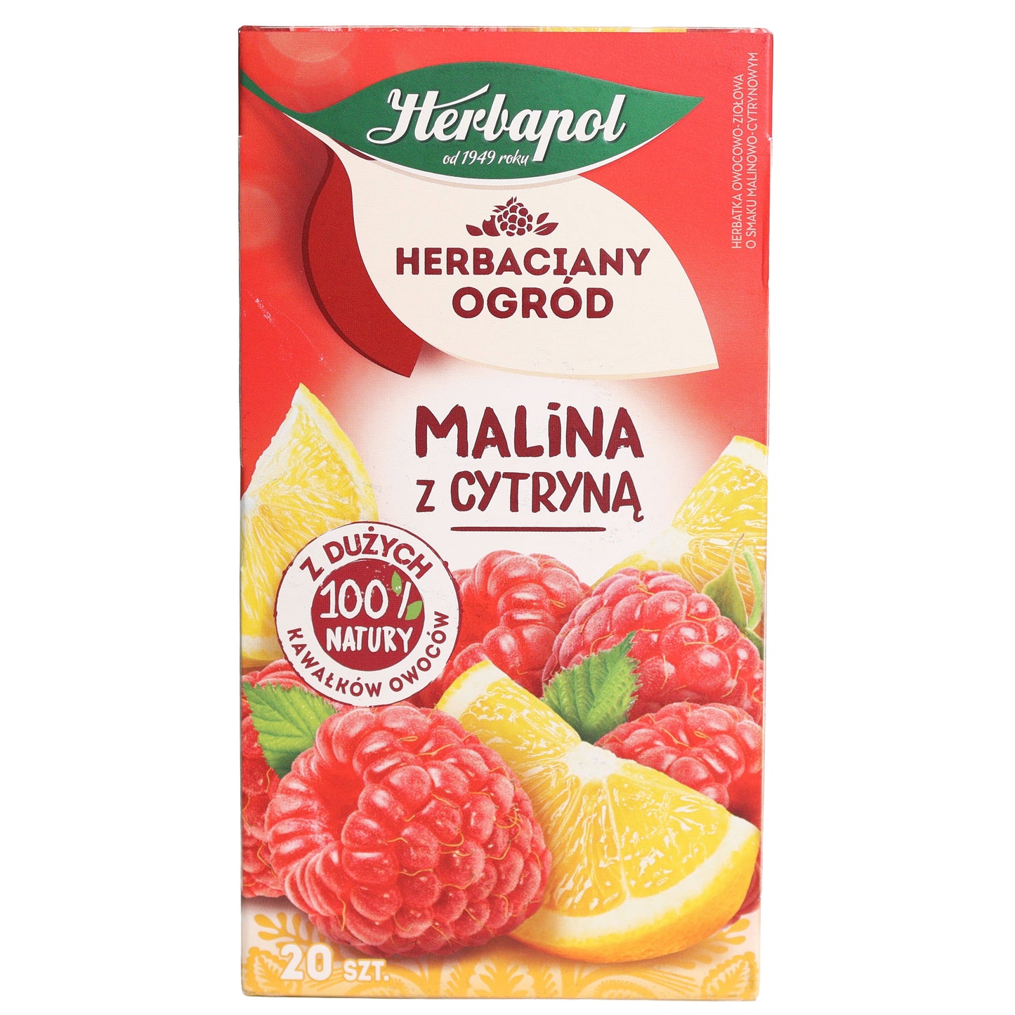 Herbapol Raspberry with Lemon Fruit Tea, 20 Tea Bags