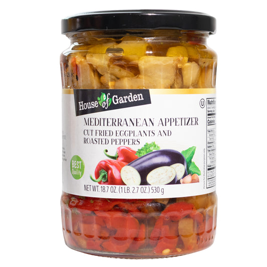 House of Garden Mediterranean Appetizer Cut Fried Eggplants & Roasted Peppers, 18.7oz