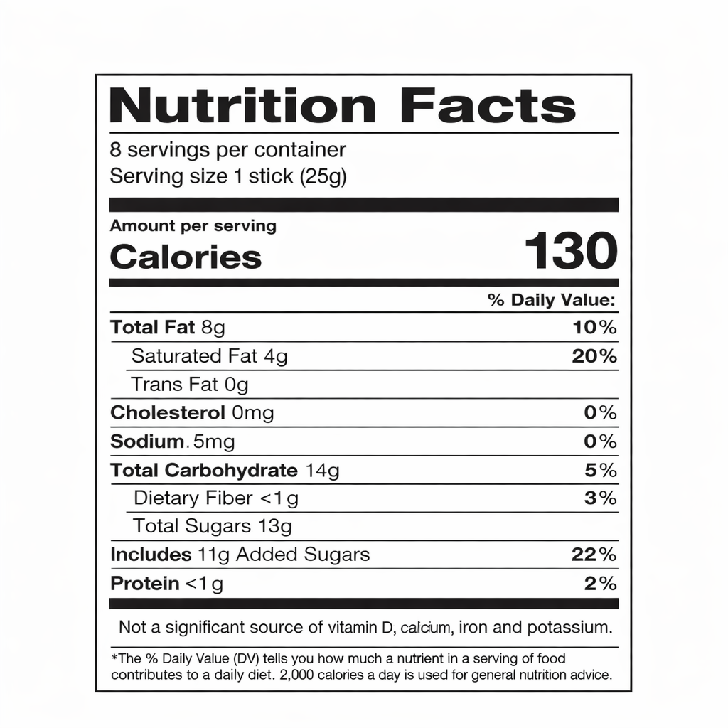Kommunarka dark chocolate with pineapple & watermelon filling, 7.05 oz — nutrition facts label (serving size 1 stick / 25 g)
