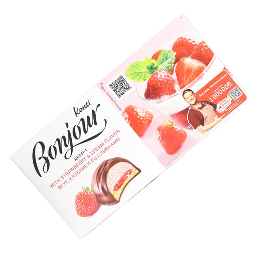 Konti Bonjour Strawberry & Cream Flavor Chocolate Dessert Cakes, 8.18oz