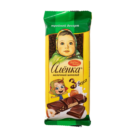 Krasnyi Oktyabr Alenka Triple Dessert Milk Chocolate Bar, 3oz