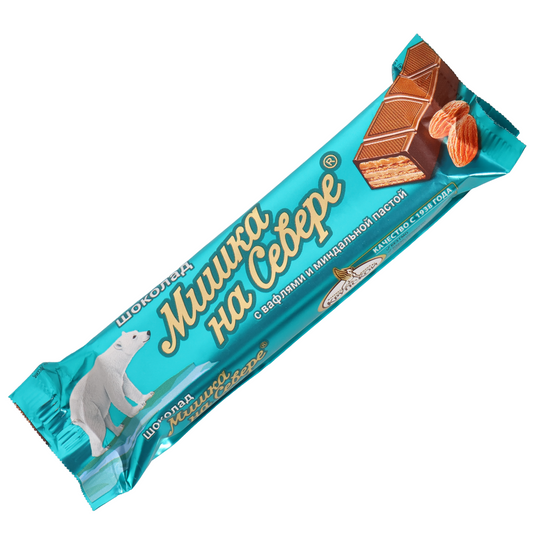 Krupskaya Mishka na Severe Chocolate Wafer Bar with Almond Paste, 1.41oz