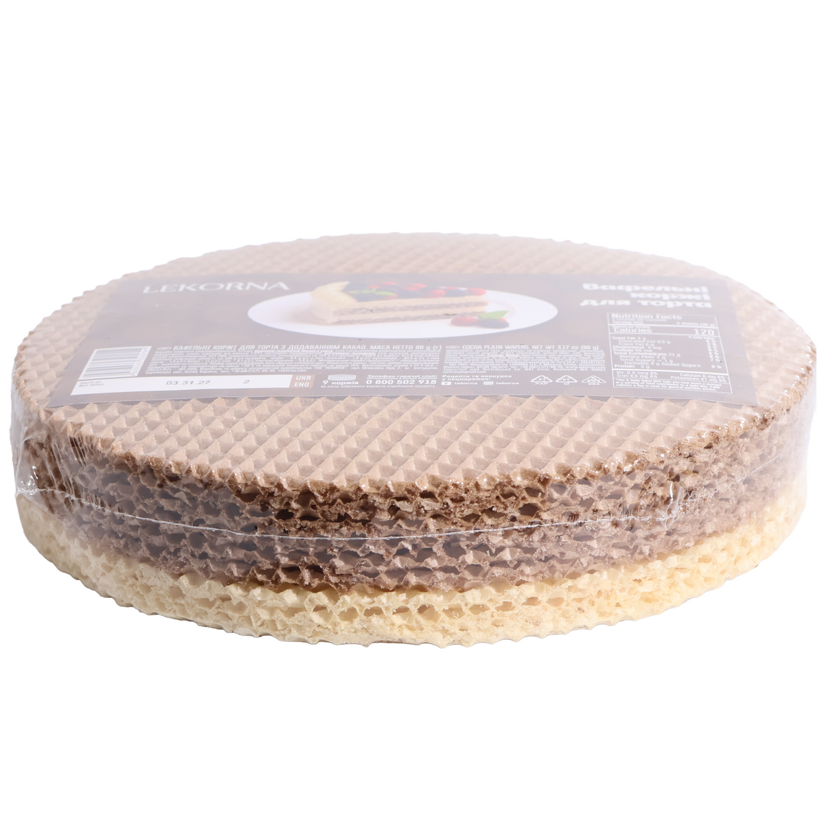 Lekorna Cocoa Plain Wafer Cake Layers, 3.17oz