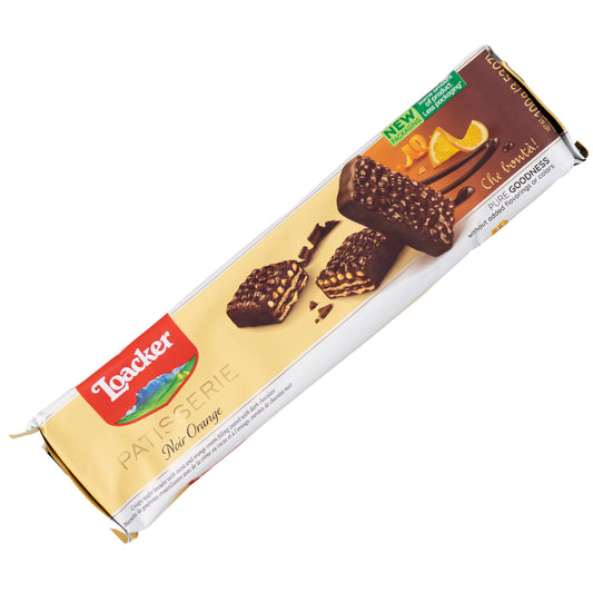Loacker Patisserie Noir Orange Chocolate Covered Wafer Biscuits, 3.53 oz.