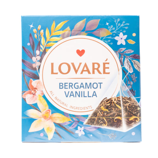 Lovare Bergamot Vanilla Ceylon Black Tea with Vanilla & Bergamot Flavor, 15 Pyramid Tea Bags