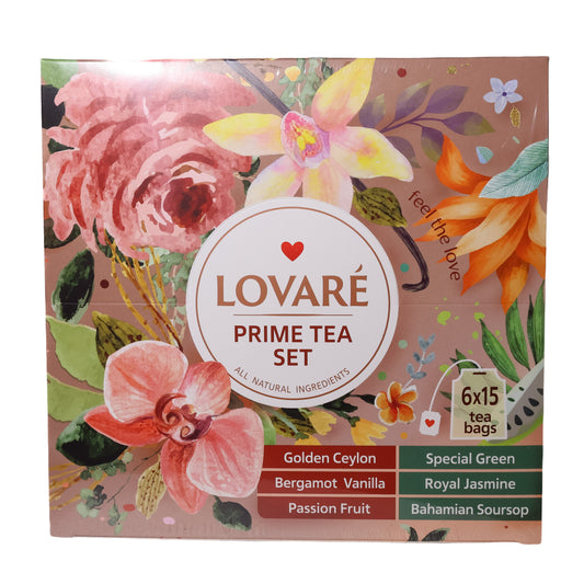 Lovare Prime Tea Set 6 Flavor Tea Collection Teabags, 5.55oz