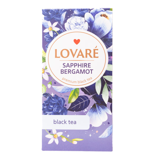Lovare Sapphire Bergamot Premium Black Tea, 24 Tea Bags