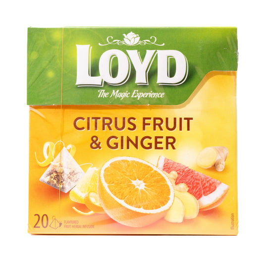 Loyd Citrus Fruit & Ginger Flavoured Fruit-Herbal Infusion, 20 Tea Bags
