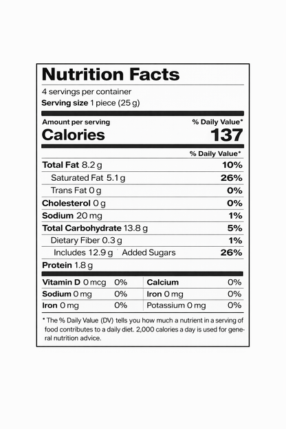 Lubimov Kids Despicable Me milk chocolate with milk filling, 3.52 oz — nutrition facts label (serving size 1 piece / 25 g)