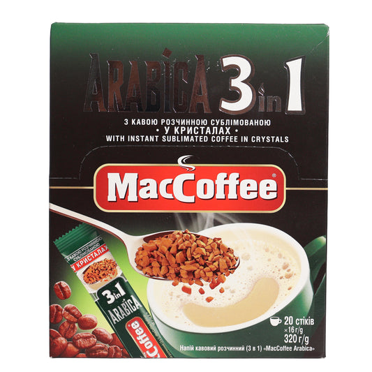 MacCoffee Arabica 3 in 1 Instant Coffee Sticks, 11.3oz