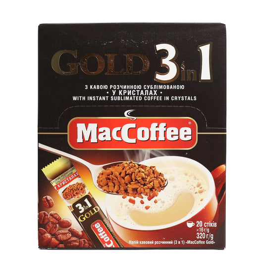 MacCoffee Gold 3 in 1 Instant Coffee Sticks, 11.3oz