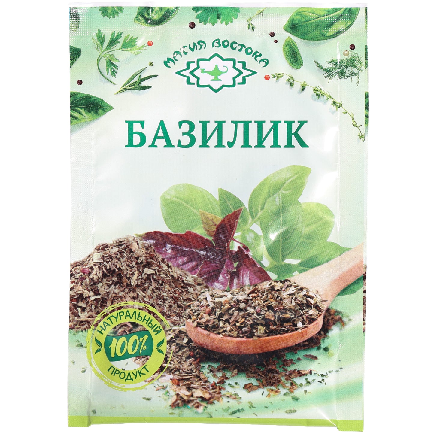 Magic of the East Dried Basil, 0.25 oz (7 g) — aromatic dried basil with a sweet, herbaceous flavor, commonly used in Mediterranean, Eastern European, and Middle Eastern cooking. Perfect for seasoning pasta sauces, pizza, soups, stews, meat dishes, vegetables, salads, and marinades. Convenient packet from Magic of the East, ideal for adding fresh basil flavor to everyday recipes.
