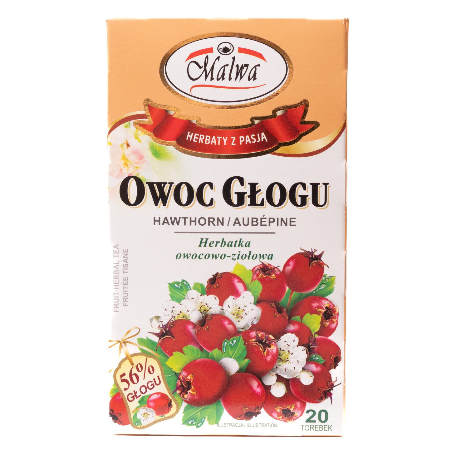 Malwa Hawthorn Herbal Tea, 20 Tea Bags