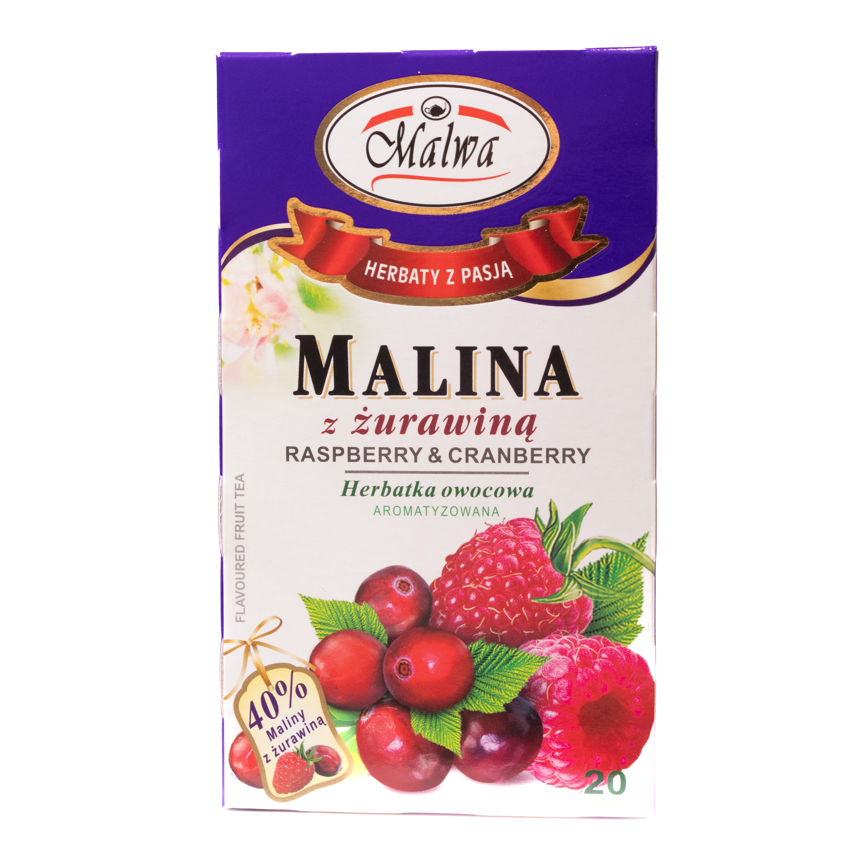 Malwa Raspberry & Cranberry Herbal Tea Bags, 20 Tea Bags – Marvel Foods