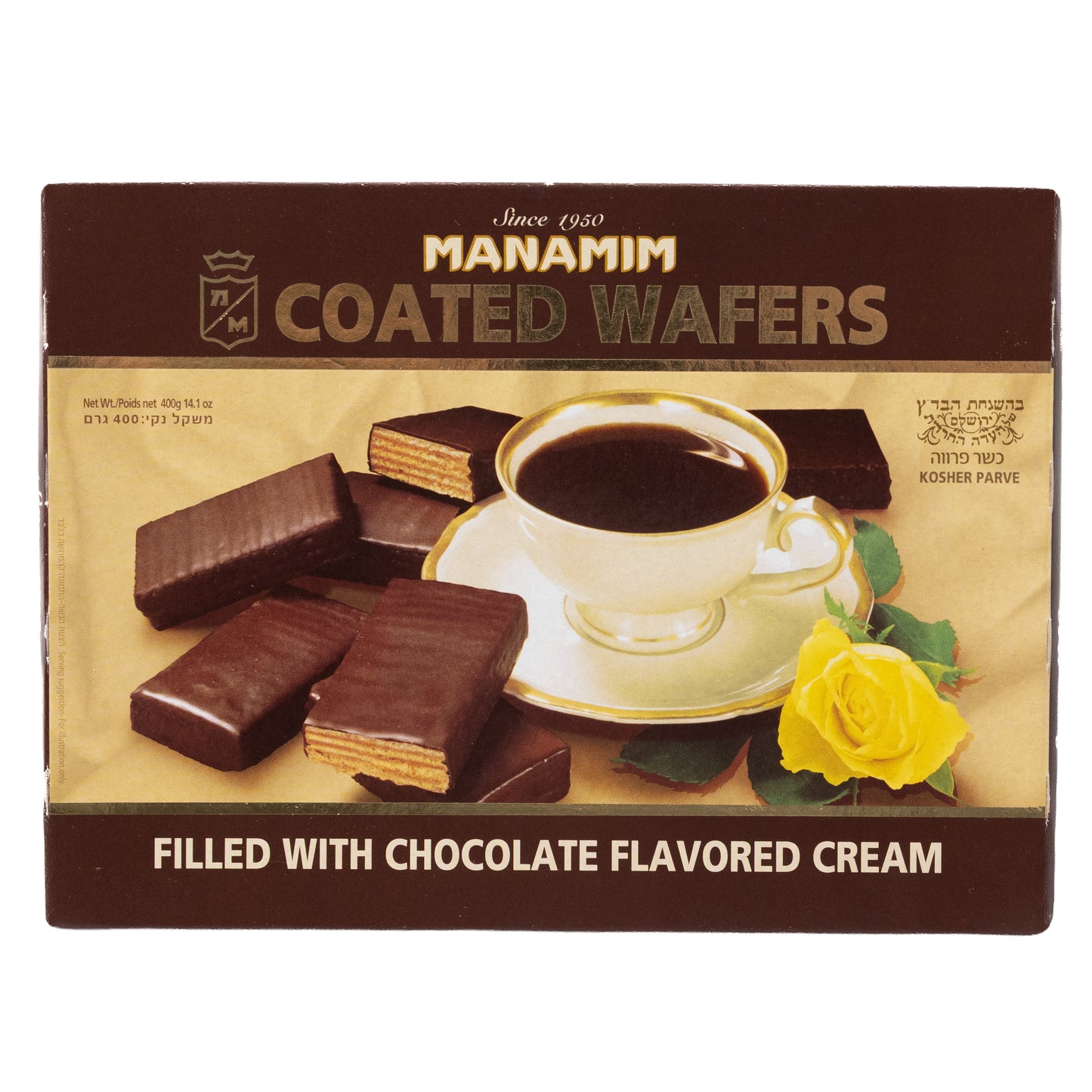 Manamim Coated Wafers Chocolate Flavored Cream, 14.1oz