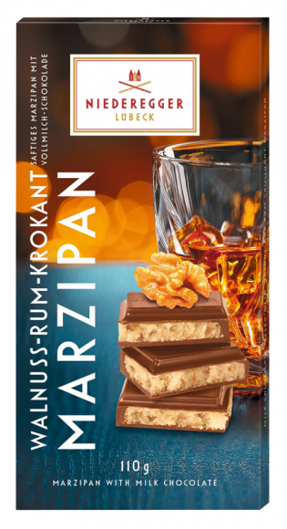 Niederegger Marzipan Bar Walnut Rum Brittle, 110g