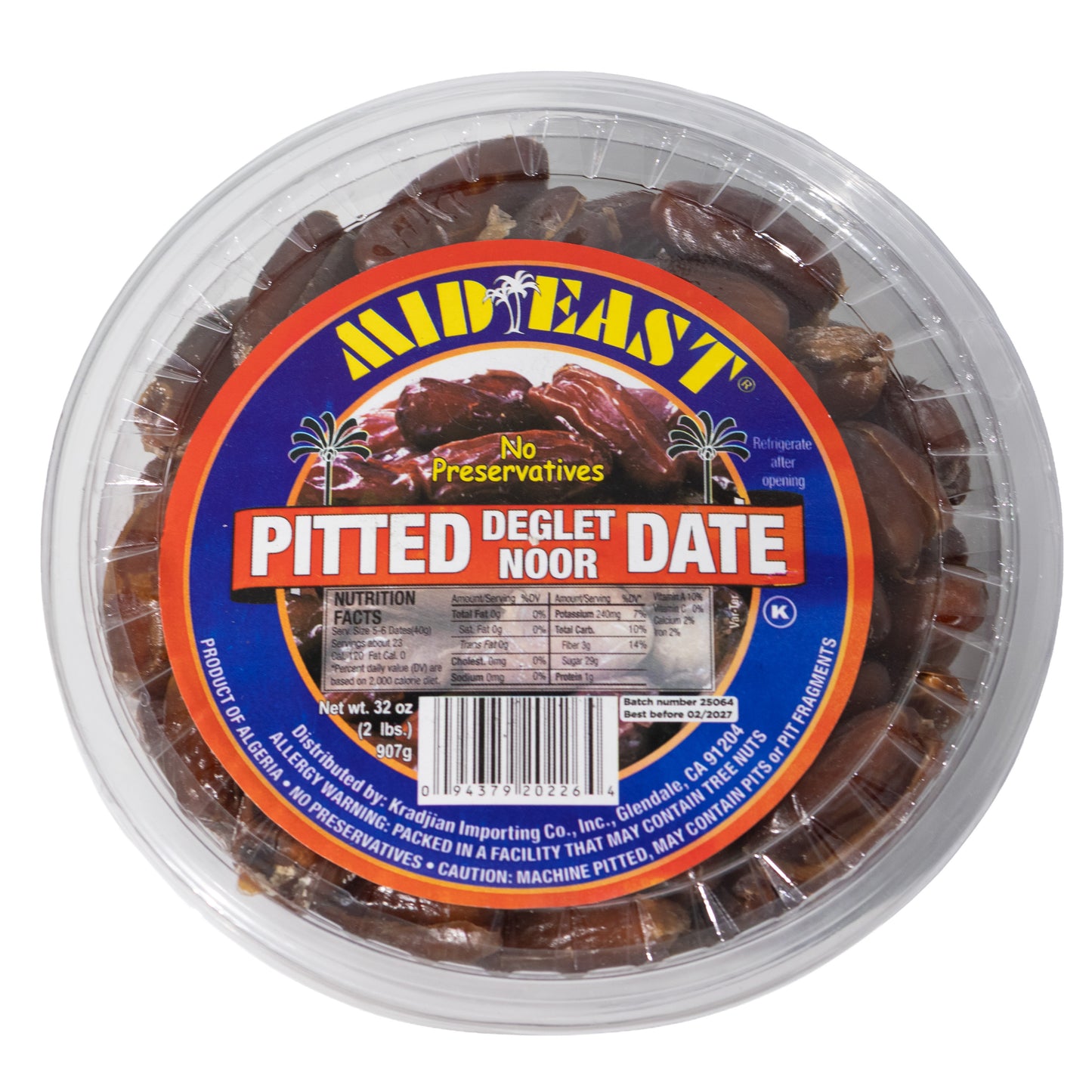 Mideast Pitted Deglet Noor Dates, 32oz