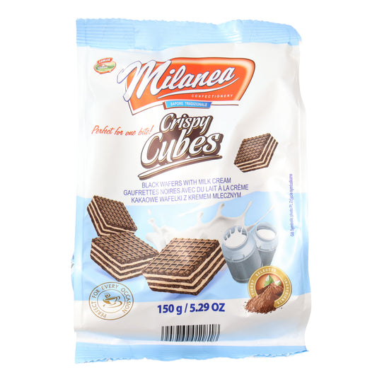 Milanea Crispy Cubes Black Wafers with Milk Cream, 5.29oz