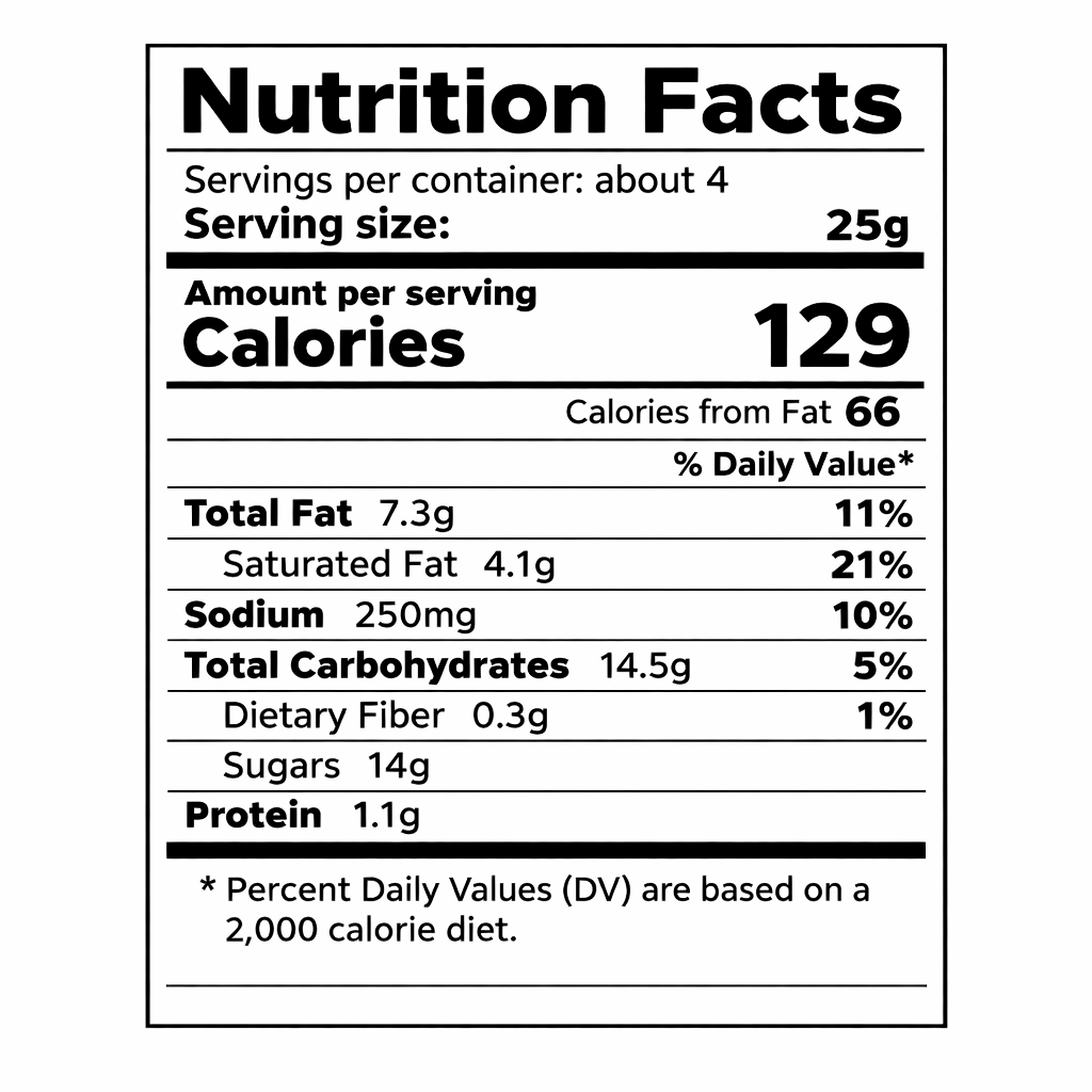Milka alpine milk chocolate cherry cream bar, 3.5 oz — nutrition facts label (serving size 25 g)