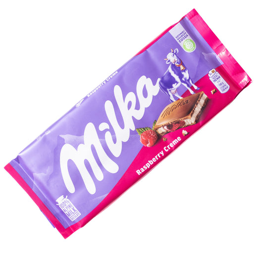 Milka Raspberry Creme Alpine Milk Chocolate Bar, 3.5oz