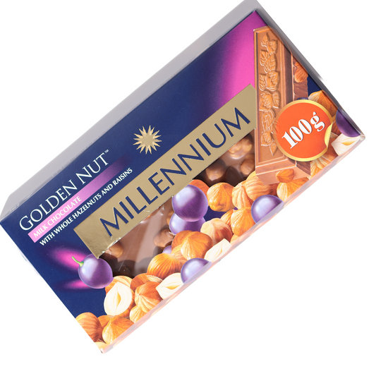 Millennium Golden Nut Milk Chocolate with Almonds & Raisins, 3.52oz