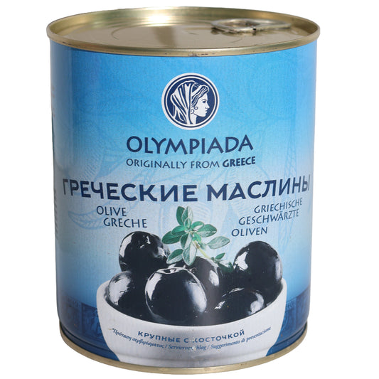 Olympiada Greek Black Olives with Pits, 14.11oz