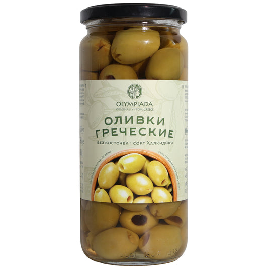Olympiada Halkidiki Pitted Greek Green Olives, 17.6oz