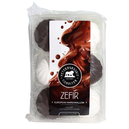 Peterburgskiy Conditer Zefir Assorted Flavors European Marshmallow in Glaze, 12.3oz