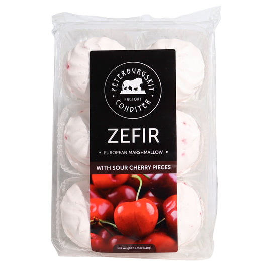 Peterburgskiy Conditer Zefir Sour Cherry European Marshmallow with Sour Cherry Pieces, 10.9oz