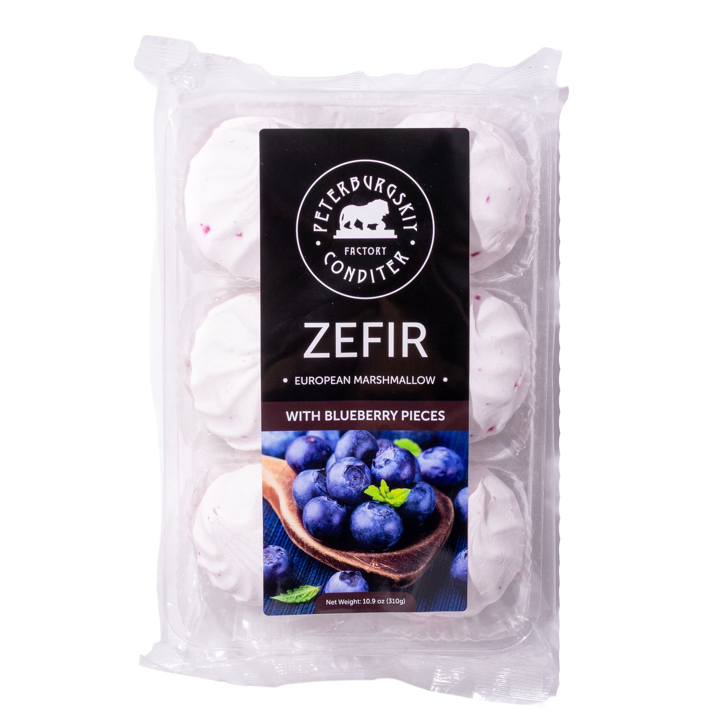 Peterburgskiy Conditer Zefir European Marshmallow with Blueberry Pieces, 10.9oz