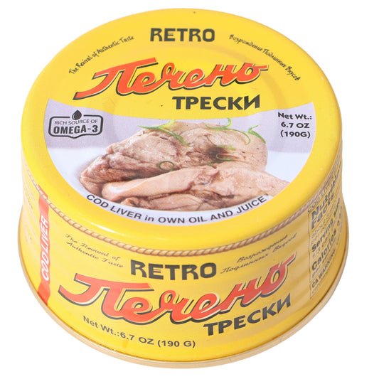 Retro Cod Liver in Own Oil & Juice, 6.7oz