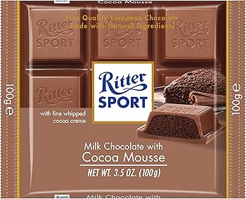 Ritter Sport Alpine Milk Chocolate With Cocoa Mousse, 3.5oz