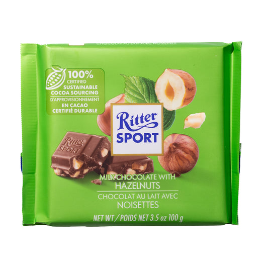 Ritter Sport Milk Chocolate with Hazelnuts, 3.5oz