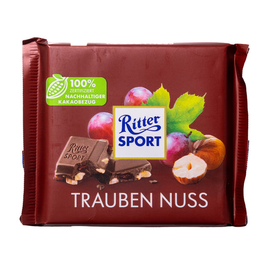Ritter Sport Raisins & Hazelnuts Milk Chocolate Bar, 3.5oz
