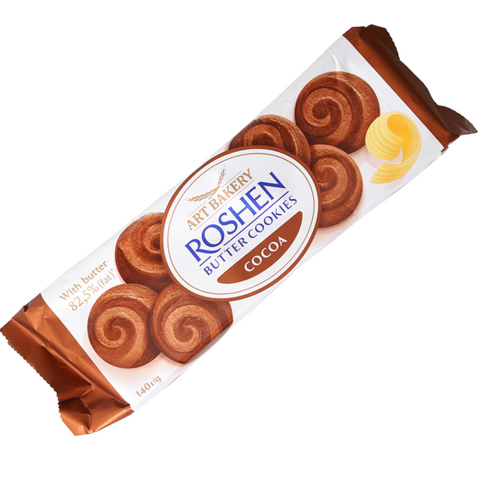 Roshen Art Bakery Butter Cookies with Cocoa, 4.94oz