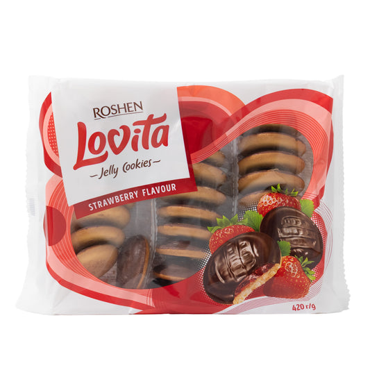 Roshen Lovita Strawberry Jelly Cookies, 14.82oz