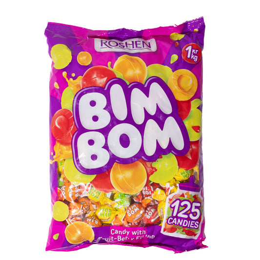 Roshen BIM BOM Fruit-Berry Filled Hard Candies, 2.2lb