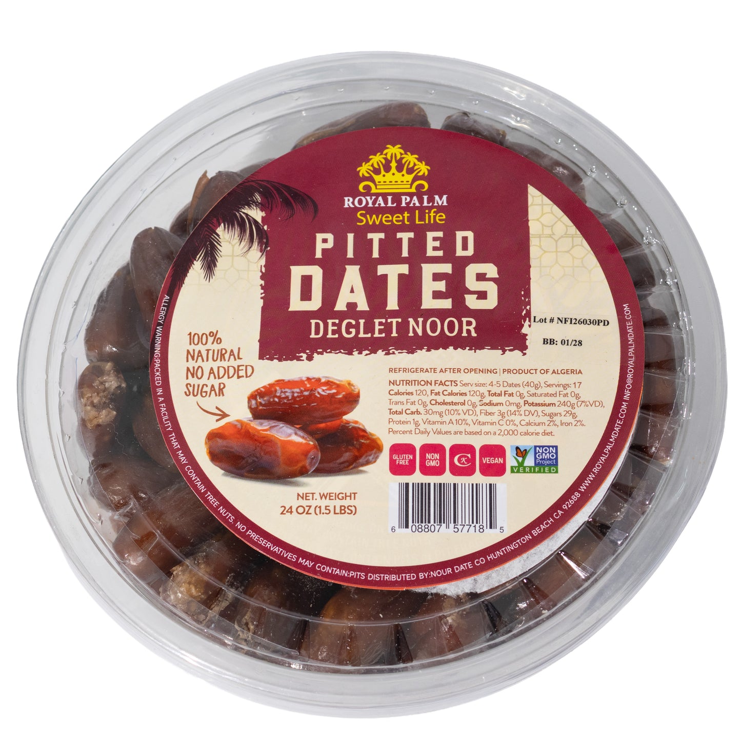 Royal Palm Sweet Life Pitted Deglet Noor Dates, 24oz