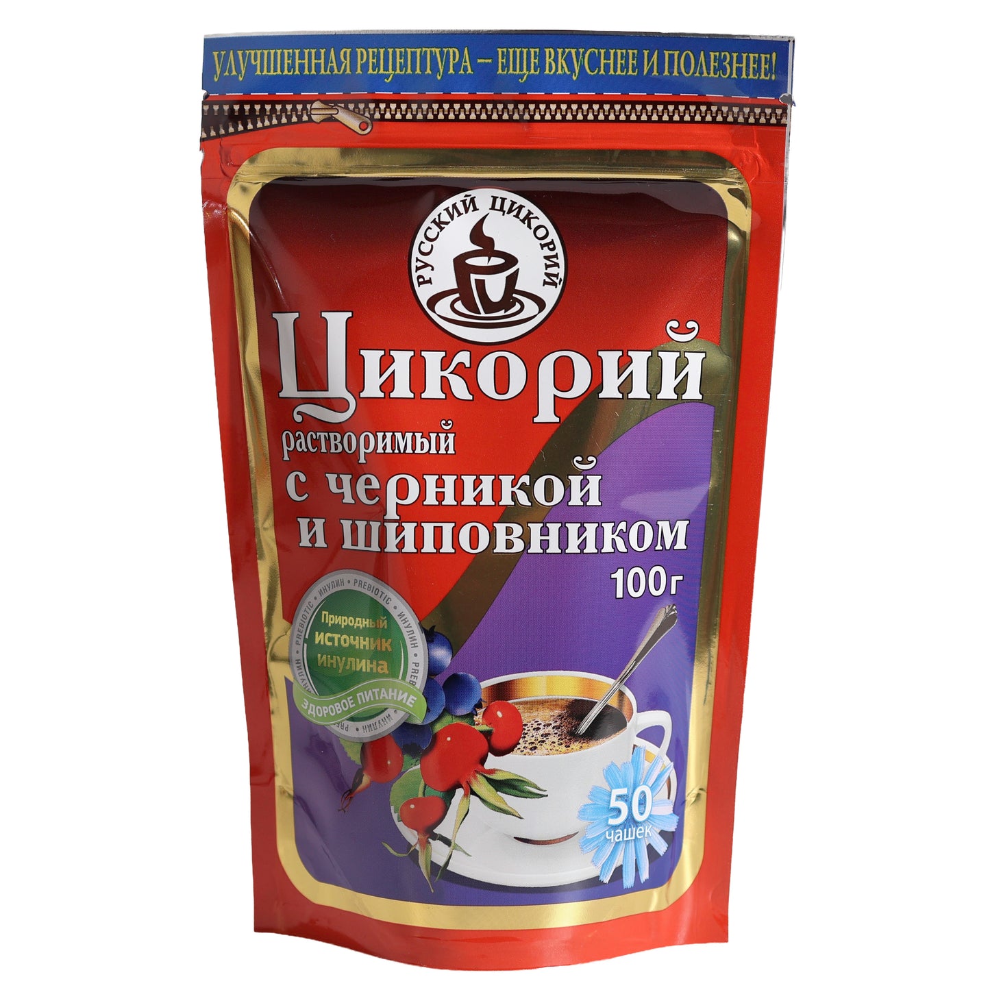 Russkiy Tsikoriy Soluble Chicory with Blueberry & Rosehips Instant Drink, 3.53oz