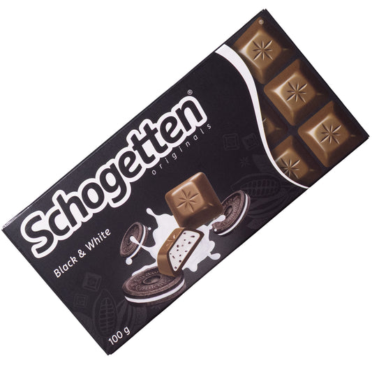 Schogetten Black & White Milk Chocolate with Vanilla Cream Filling, 3.53oz