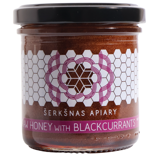 Šerkšnas Apiary Raw Honey with Blackcurrants, 7.05oz
