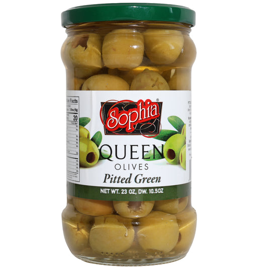Sophia Pitted Green Queen Olives, 23oz