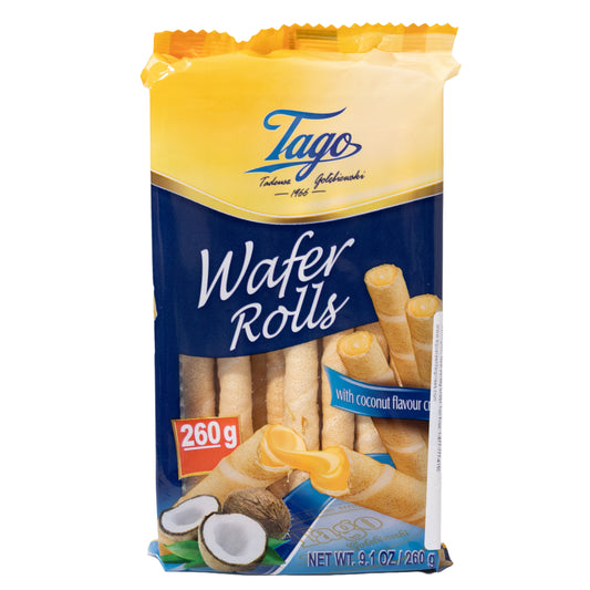 Tago Wafer Rolls Coconut Flavored Cream, 9.1oz