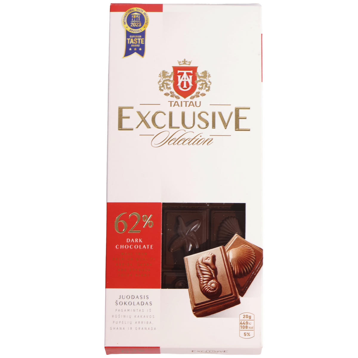 Tai Tau Exclusive Selection 62% Dark Chocolate, 3.5oz